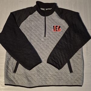NFL Cincinnati Bengals Mens Womens Quilted Black Orange Gray Pullover Quarter